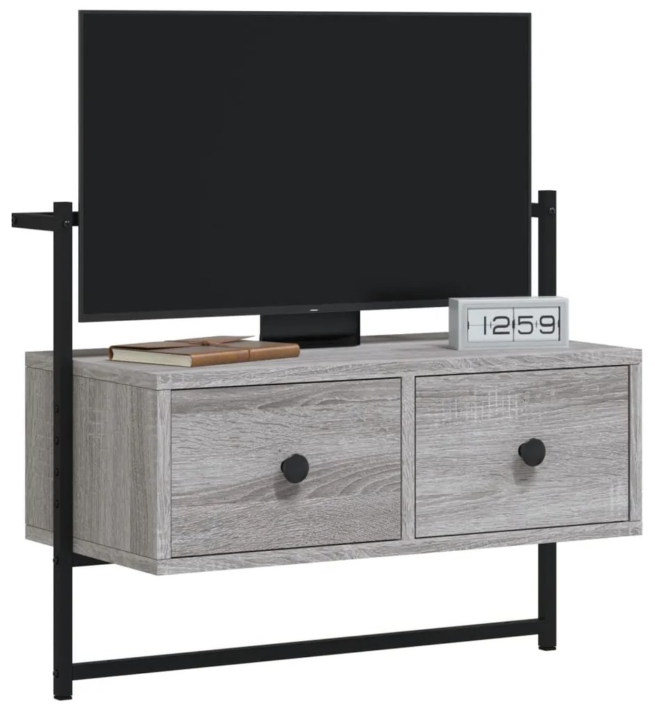 Mobile tv a muro grigio sonoma 60,5x30x51 cm legno multistrato