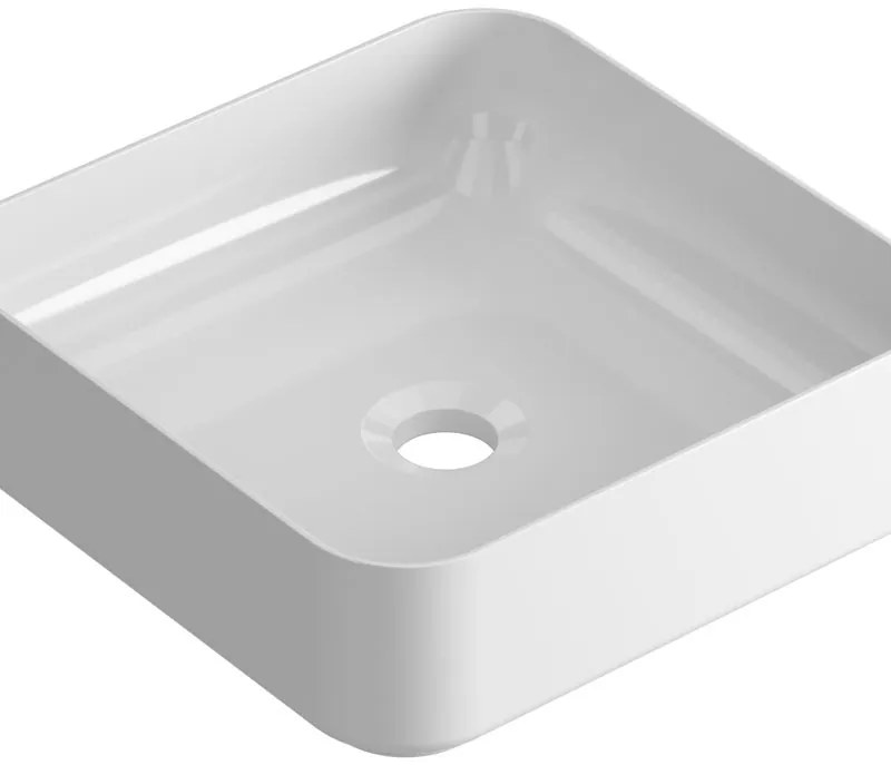 Lavabo da appoggio Studio quadrato in ceramica L 36 x P 36 x H 12 cm bianco