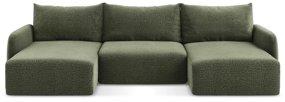 Divano angolare verde allungabile/con contenitore Kalena – Makamii