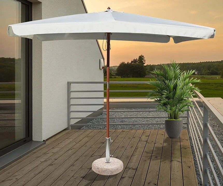 Ombrellone da Giardino 3x2 m Palo Ø48 mm in Legno e Poliestere Ecrù...