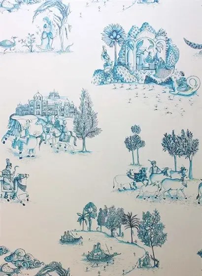 Matthew Williamson Carta da parati Zanskar - Teal/ Gold
