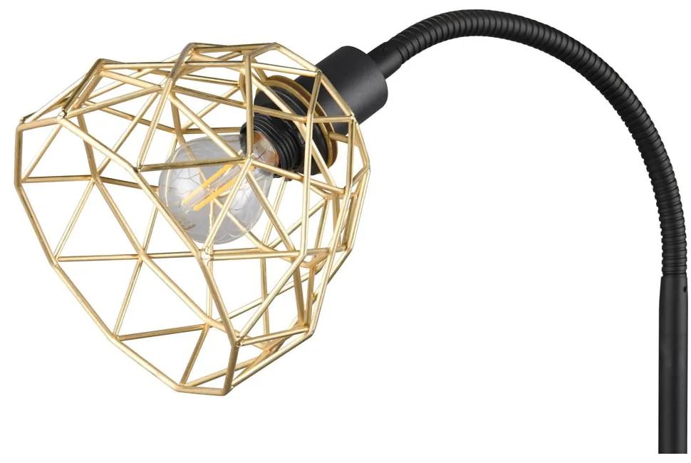 Lampada da terra in nero e oro con paralume in metallo (altezza 180 cm) Haval - Trio