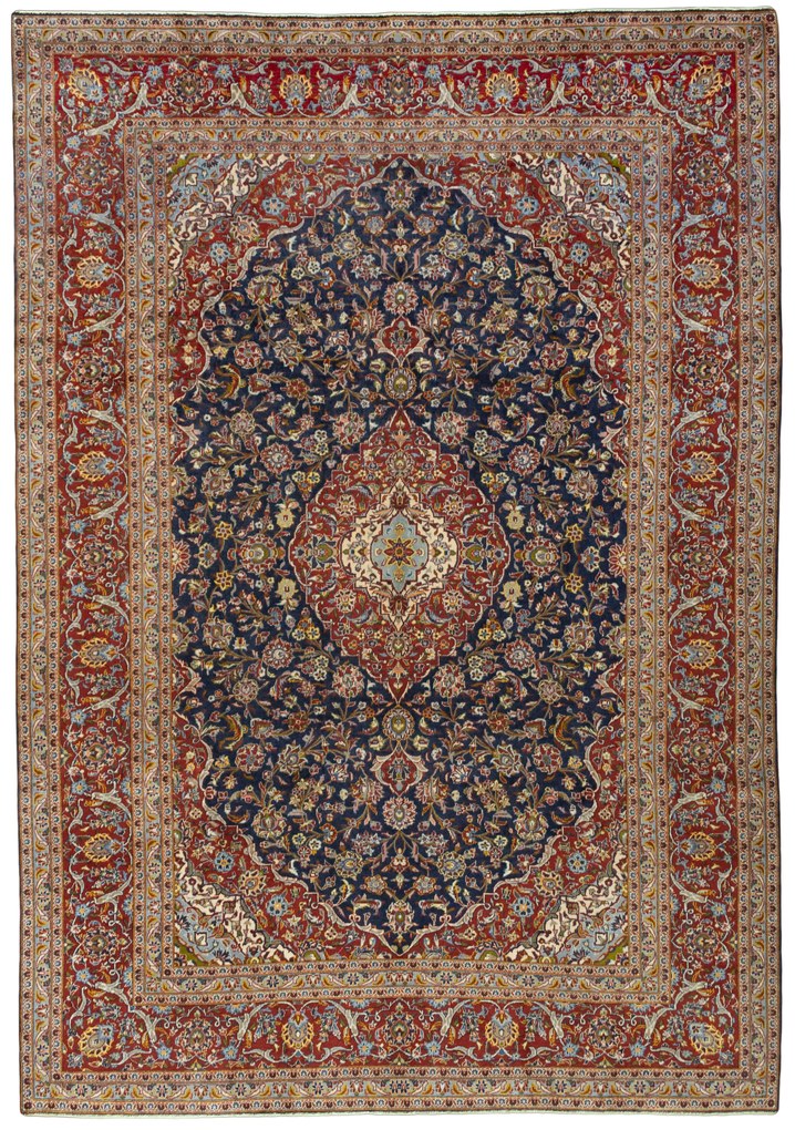Kashan Tappeto persiano 250 x 360 Blu (Iran) Annodato A Mano