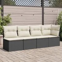 Divano da Giardino con Cuscini a 4 Posti Nero in Polyrattancod mxl 87730