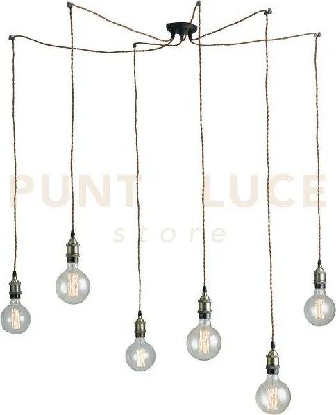 Lampadario a sospensione groove rame 6 luci attacco e27 250cm cavi ...