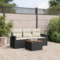 Set Divani da Giardino 4 pz con Cuscini Nero in Polyrattan 3256763