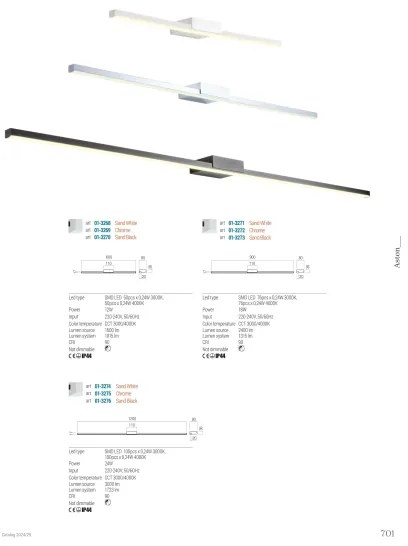 Redo 01-3268-Illuminazione a LED per specchi da bagno ASTON LED/12W/230V CRI90 IP44 bianco