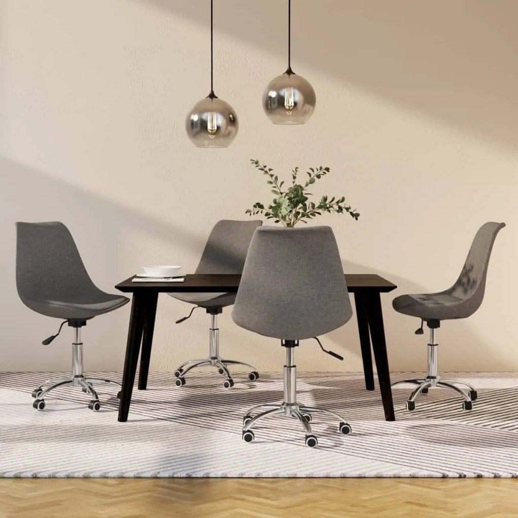 Sedie Da Pranzo Girevoli 4 Pz Grigio Chiaro İn Tessuto /