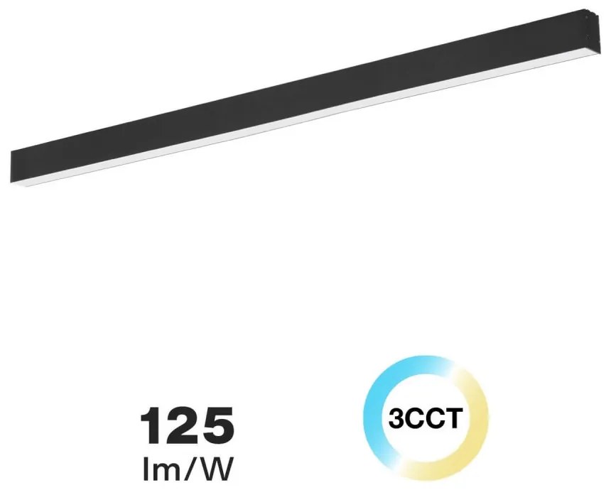 Lampada Lineare LED a Soffitto 55W 150cm Nera con driver Philips Colore Bianco Variabile CCT