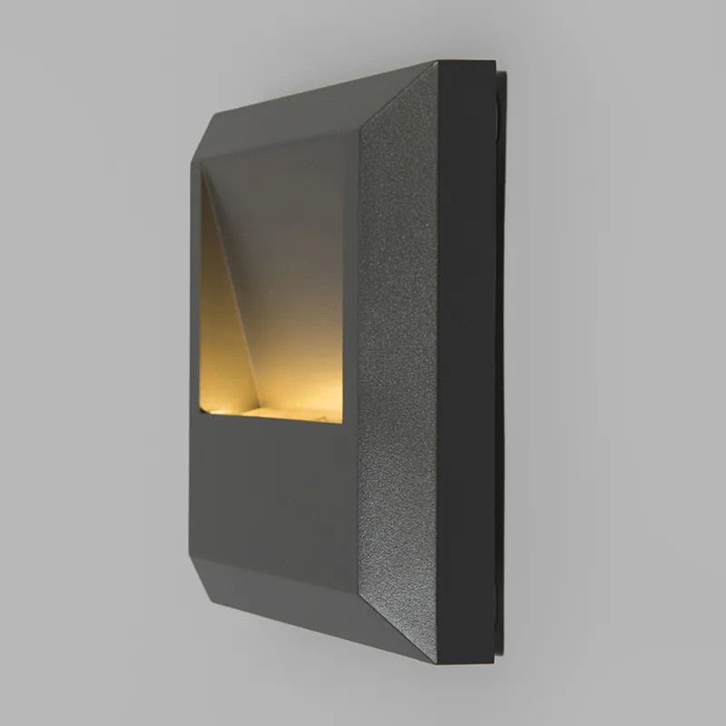 Lampada da parete moderna grigio scuro quadrata con LED - Gem