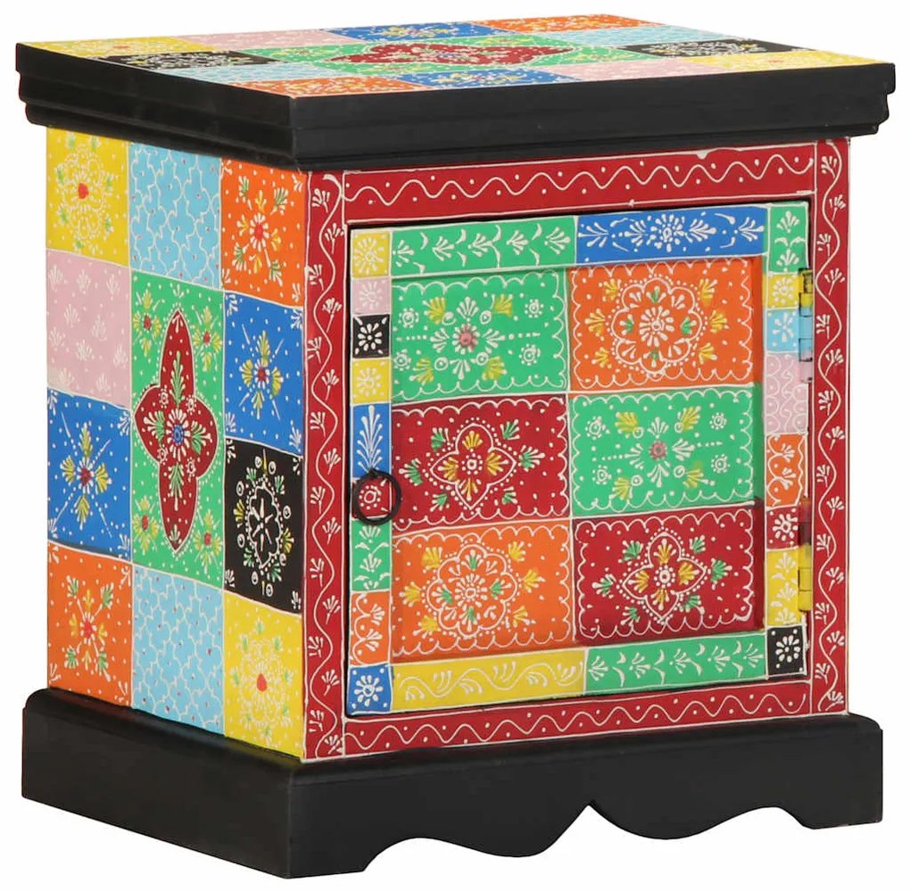 Comodino Multicolore 40x35x45 Cm İn Legno Massello Mango /
