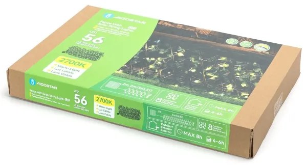 Aigostar - Catena solare LED 56xLED/2x0,4m IP65 bianco caldo ivy