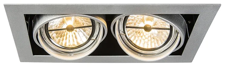 Set di 6 faretti da incasso in acciaio AR111 orientabili 2 luci - Oneon