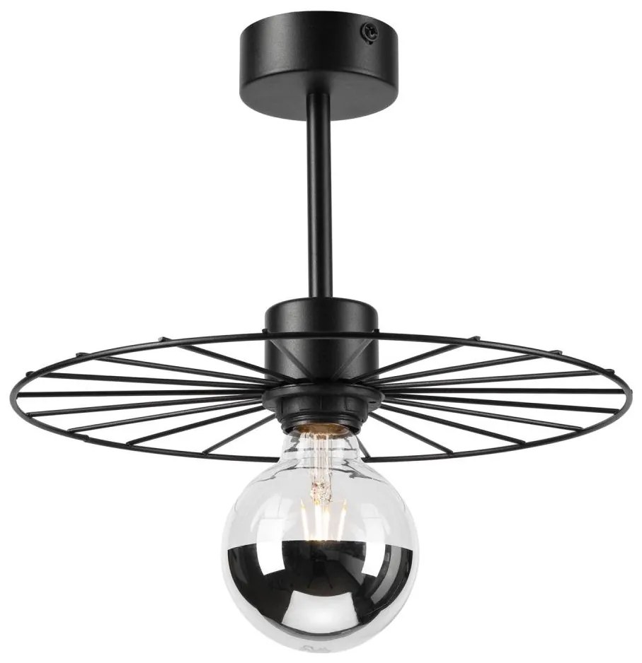 Lampadario a sospensione con supporto rigido MONTANA 1xE27/15W/230V diametro 30 cm nero