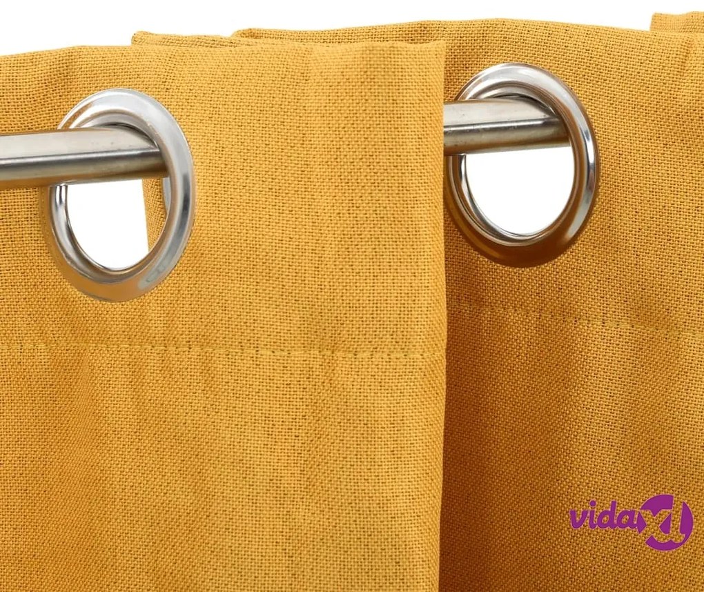 vidaXL Tende Oscuranti Effetto Lino con Occhielli 2pz Gialle 140x225cm
