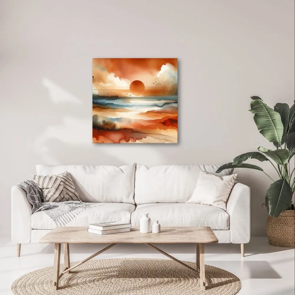 Quadro su tela – Tramonto rosso sopra il paesaggio