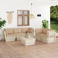 Set Divani da Giardino su Pallet 6 pz con Cuscini Legno Abete cod mxl 38088