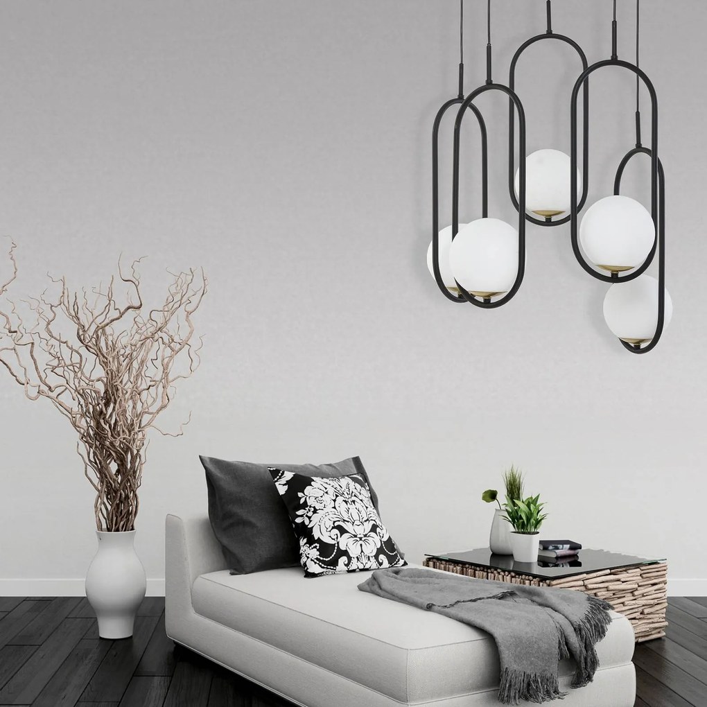 Lampada a sospensione in vetro Samba Jupiter, dimmerabile, Nero, Soggiorno / Sala da pranzo, Vetro, Moderno, Lampada a sospensione
