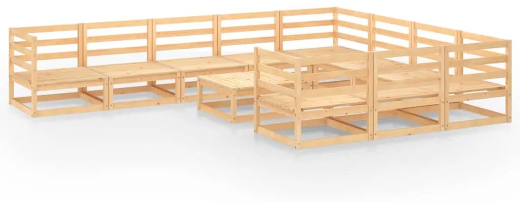 Set divani da giardino 11 pz in legno massello di pino