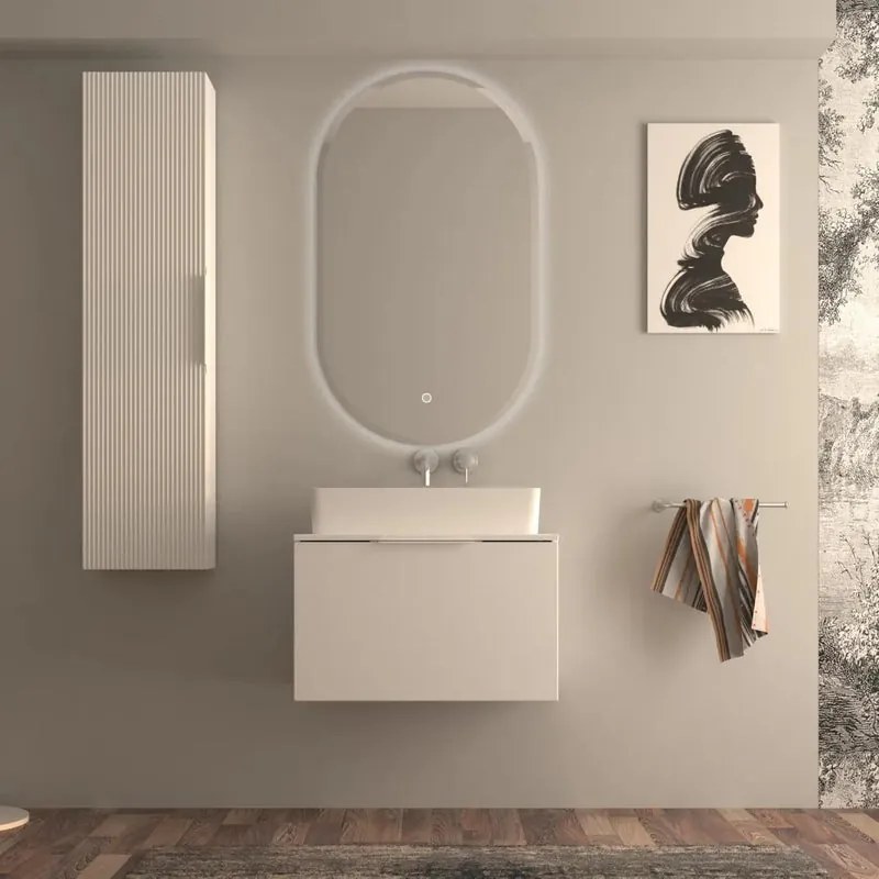 Mobile da bagno sotto lavabo BADEN HAUS MODULA bianco laccato opaco L 70 x H 43 x P 44 cm 3 cassetti, lavabo non incluso