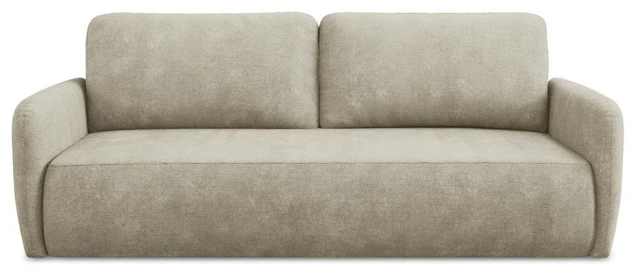 Divano beige allungabile/con contenitore con rivestimento in ciniglia 218 cm Lilo – Makamii