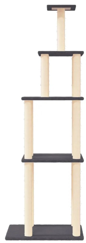 Albero per gatti con tiragraffi in sisal grigio scuro 183 cm