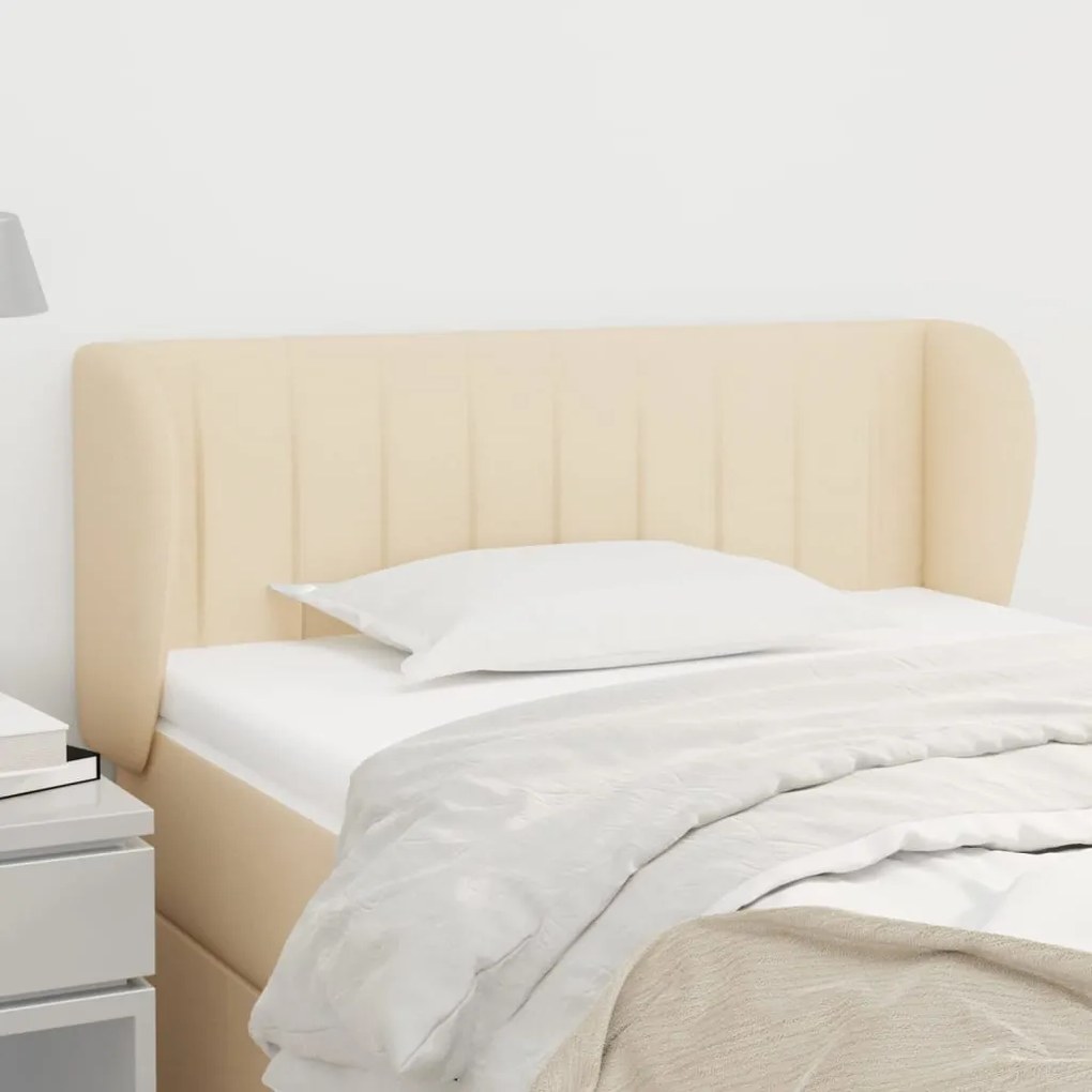 Testiera Ad Orecchio Crema 103x23x78/88 Cm İn Tessuto /