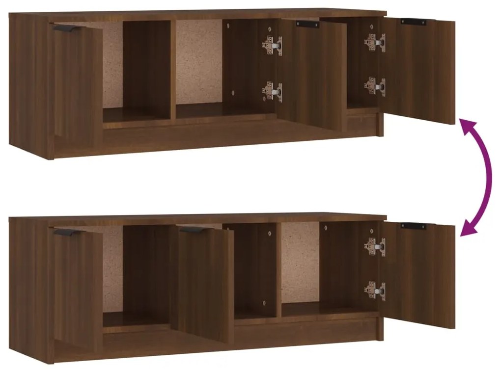 Mobile TV Marrone Rovere 102x35x36,5 cm in Legno Multistrato