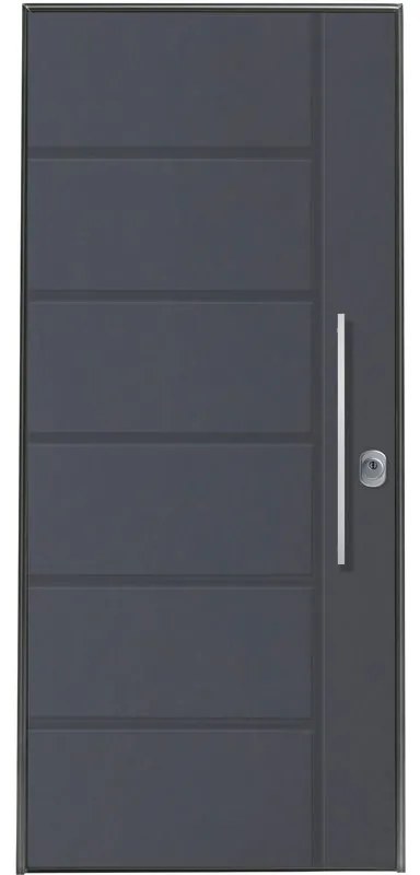 Porta blindata YALE Porta Thermo L 80 x H 210 cm in PVC grigio 7016 opaco/bianco, apertura spingere a sinistra, falso telaio incluso