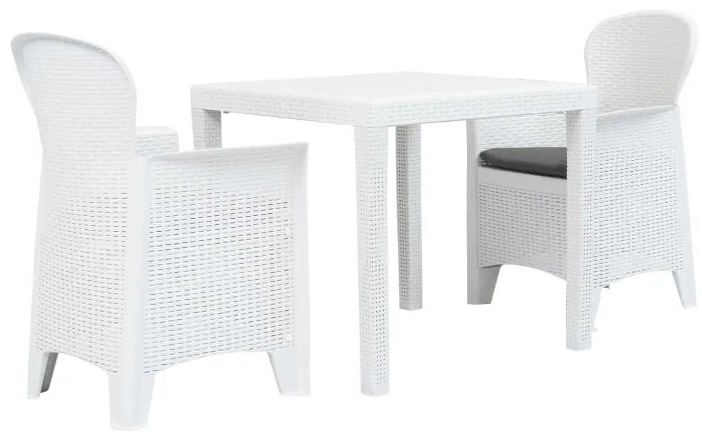 Set Da Bistrò 3 Pz İn Plastica Stile Rattan Bianco /