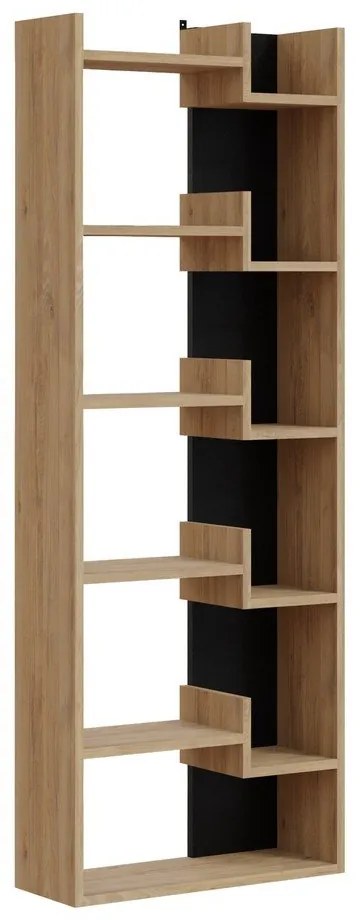 Libreria in rovere decorato in nero e naturale 60,5x162 cm Klapo - Marckeric