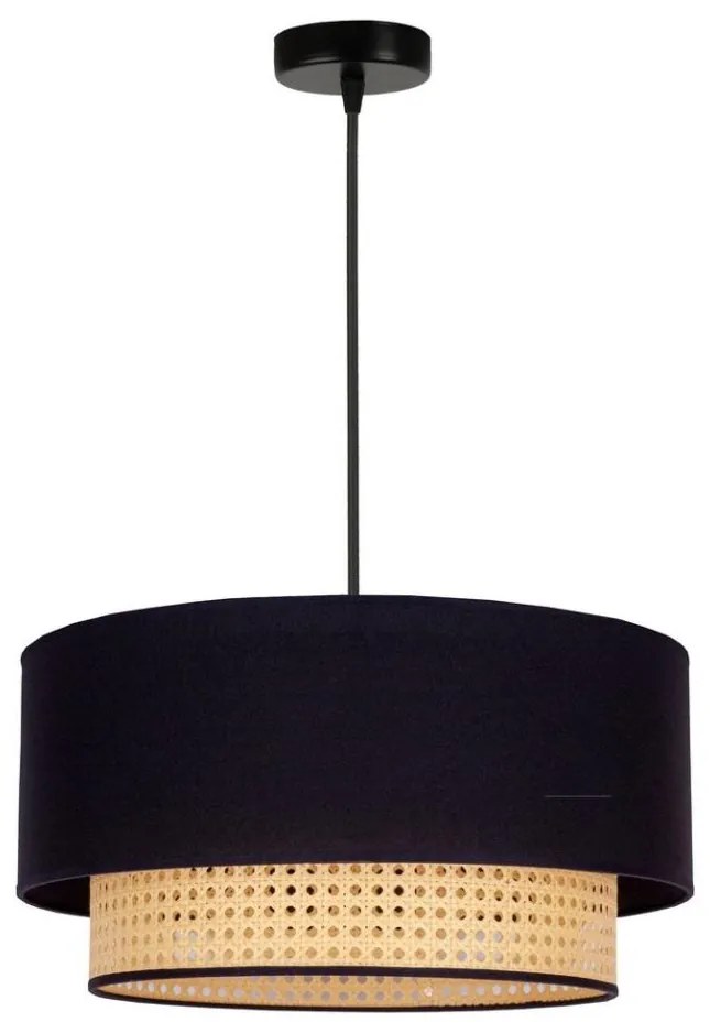 Duolla - Lampadario a sospensione con filo BOHO 1xE27/15W/230V diametro 45 cm nero/rattan
