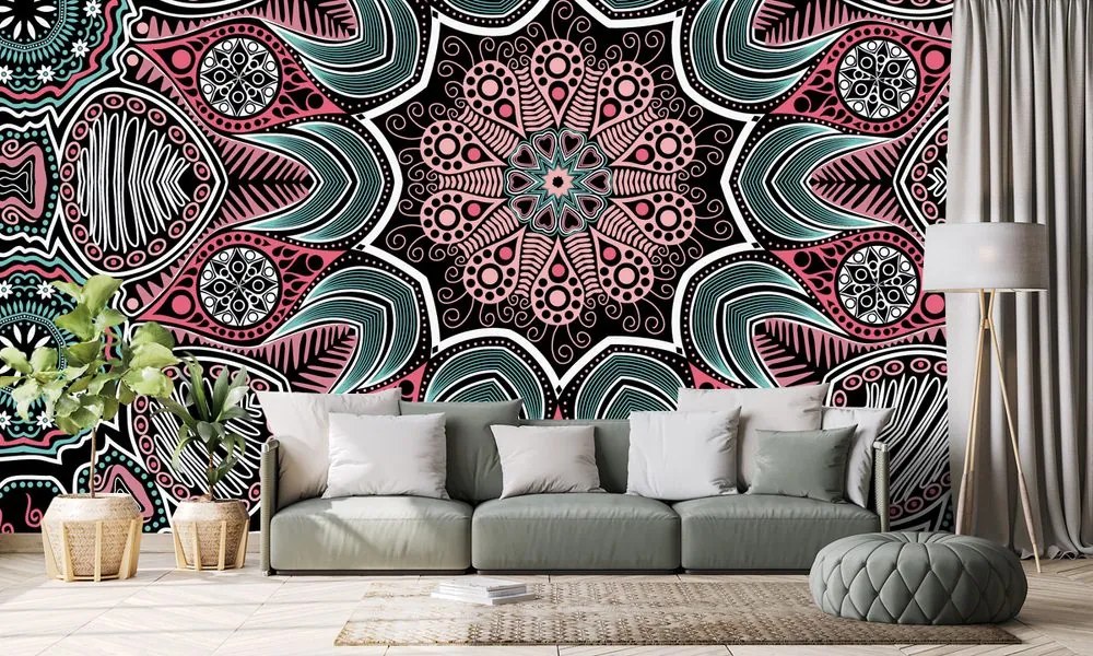 Carta da parati – Mandala indiano con motivo floreale