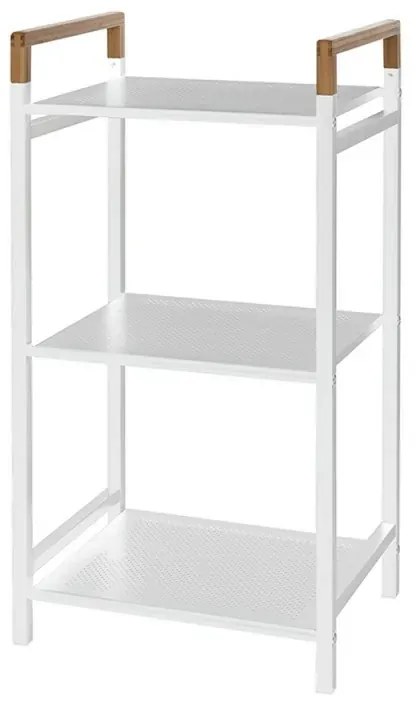 Scaffale porta oggetti 3 ripiani bianco in acciaio e bamboo linea Haiti