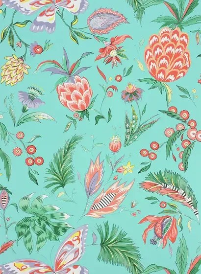 Matthew Williamson Carta da parati Habanera - Jade/ Coral/ Lavender