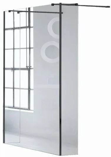 Walk-in wens L 20 x H 200 cm, vetro 6 mm vetro senza finitura / trasparente nero