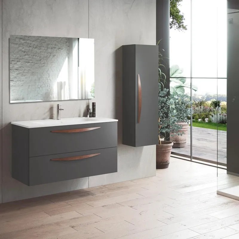 Mobile da bagno sotto lavabo VISOBATH Arco grigio laccato opaco L 99.5 x H 55 x P 45 cm 2 cassetti, lavabo posizionabile centralmente non incluso