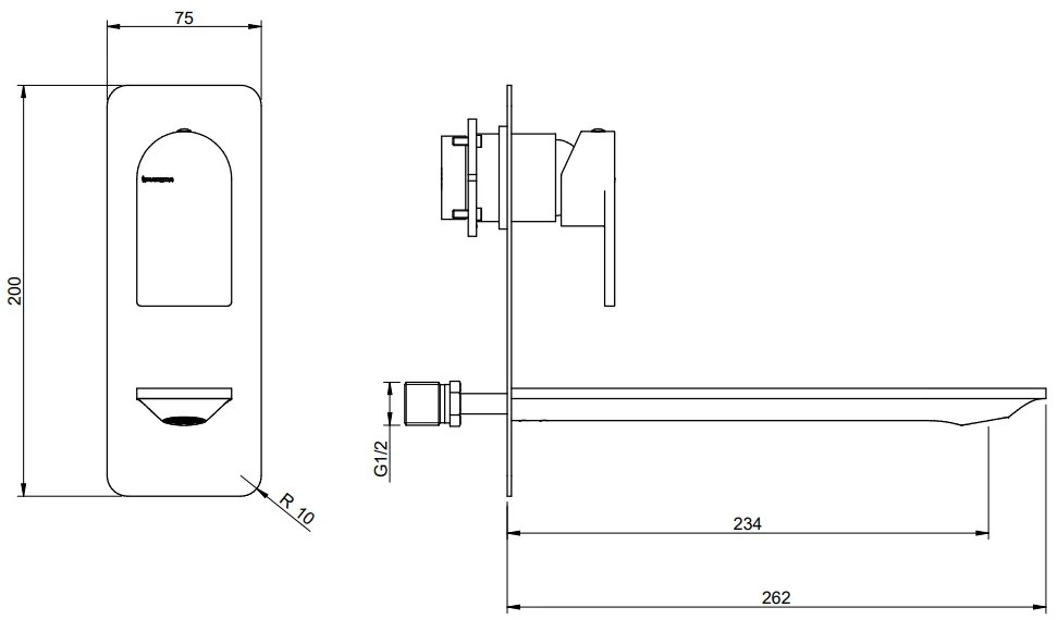 Treemme Ran RWIT22B3CC01 miscelatore lavabo monocomando 234mm senza parte incasso cromo