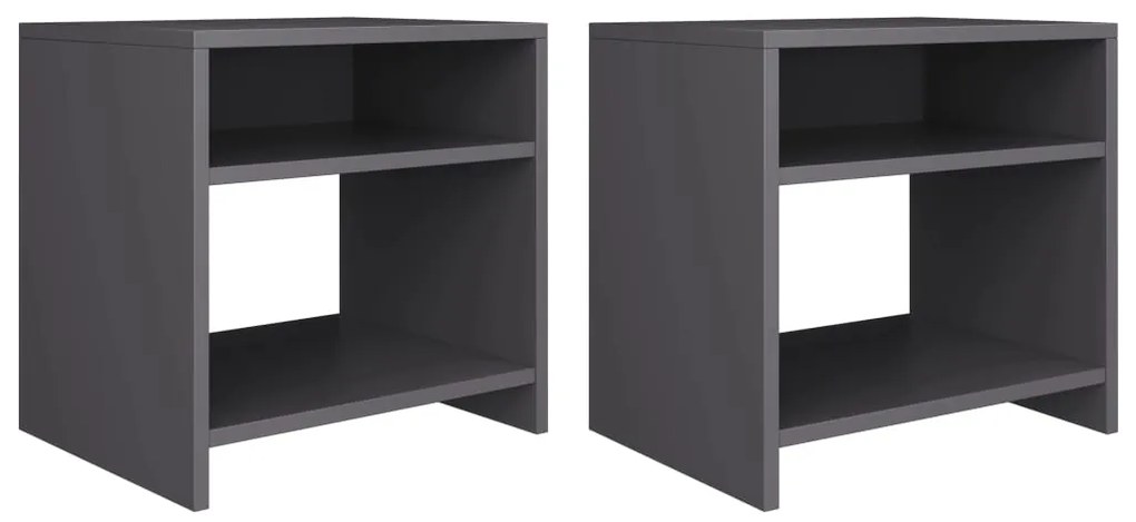 Comodini 2 pz grigio 40x30x40 cm in truciolato