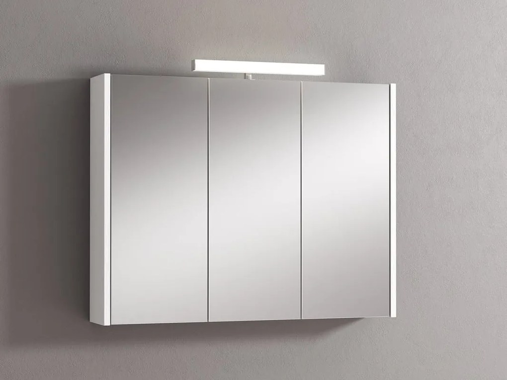 Pensile con luce Akira bianco frassinato L 90 x H 70 x P 15.5 cm