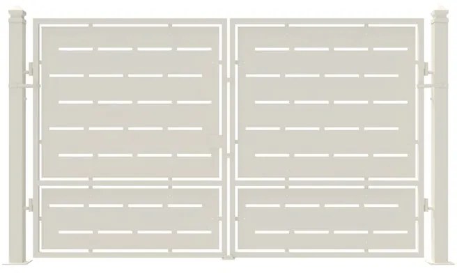 Cancello elettrico battente Privacy in ferro, apertura centrale, L 308.5, H 180 cm, di colore bianco