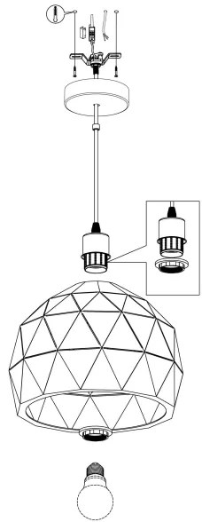 Eglo 97855 - Lampadario a sospensione con filo ROCCAFORTE 1xE27/60W/230V