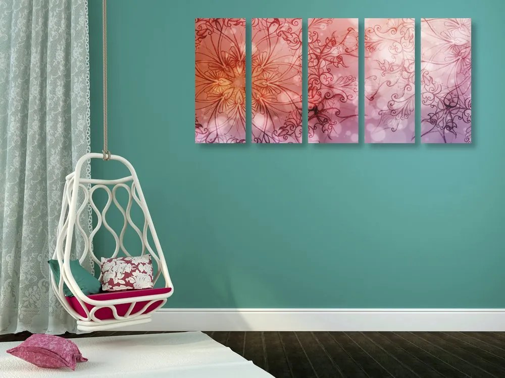 Quadri 5 pezzi – Mandala floreale