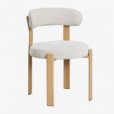 Set Di 2 Sedie Da Pranzo Imbottite E In Ferro Jolie Marrone Legno Naturale & Ciniglia Beige Crema - Sklum