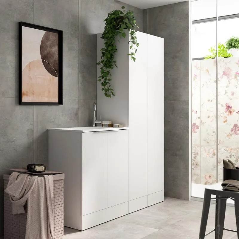 Mobile lavanderia Jnka 2 ante in truciolare bianco lucido P 45 x L 70 x H 89 cm