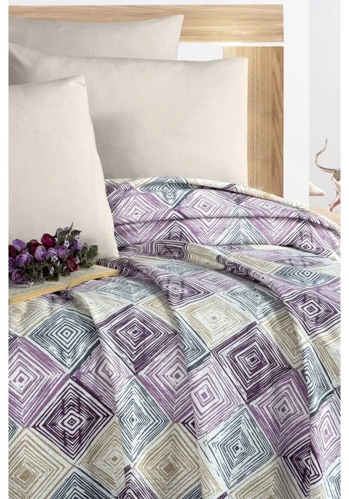 Copriletto in cotone viola e crema 200x230 cm Pique - Mila Home