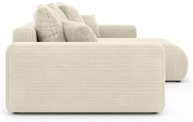 Divano angolare color crema allungabile/con contenitore (con composizione variabile) con rivestimento in velluto a coste Luma – Ropez