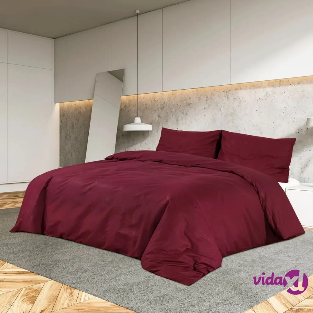vidaXL Set Copripiumino Bordò 200x200 cm in Cotone