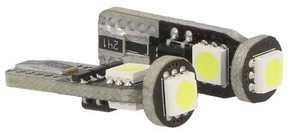 Lampada Led Canbus T10 W5W 3 Smd 5050 Bianco 12V No Polarità No Errore Luci Posizione Fiat Grande Punto Nuova Panda