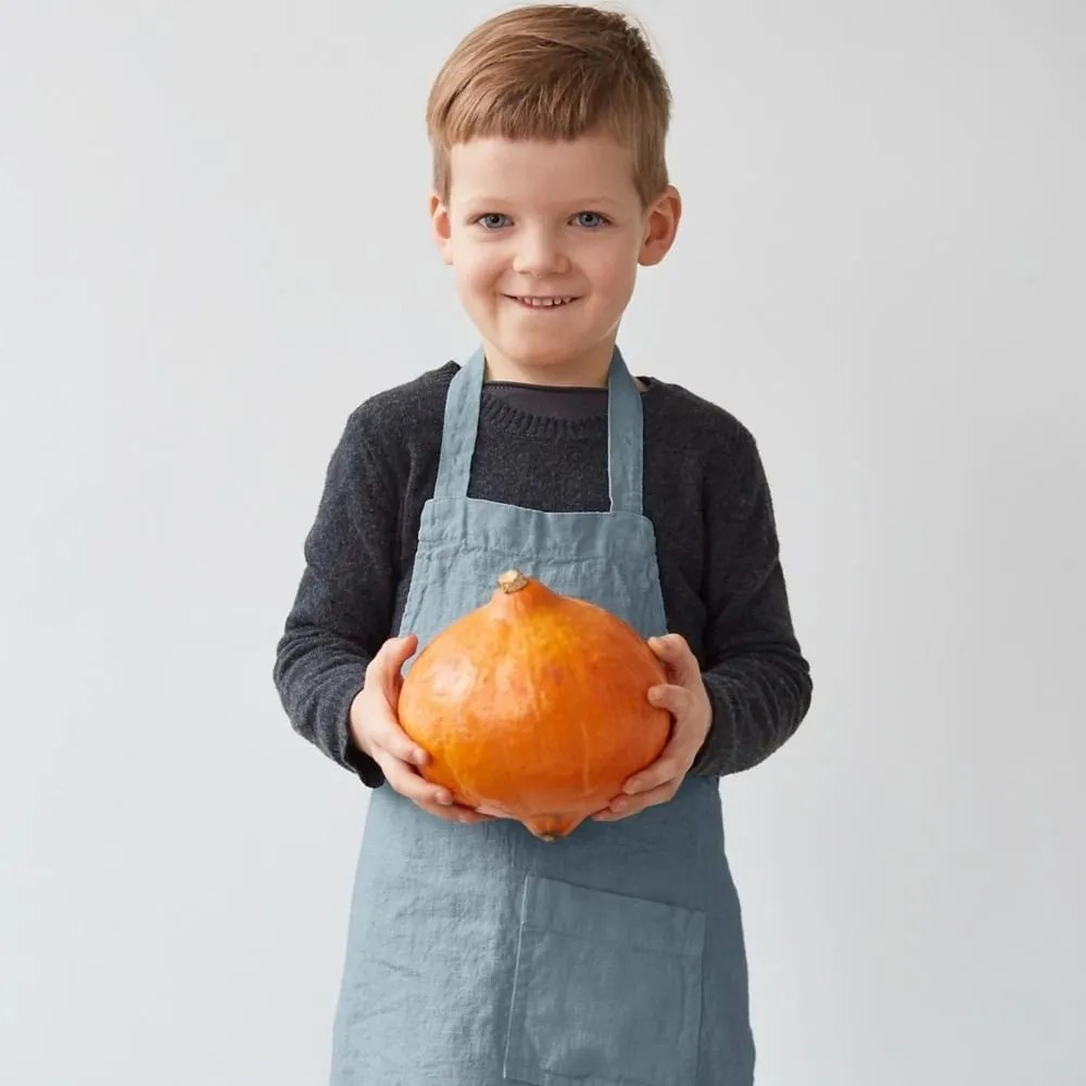 Grembiule da bambino in lino blu, 67 x 57 cm Blue Fog - Linen Tales